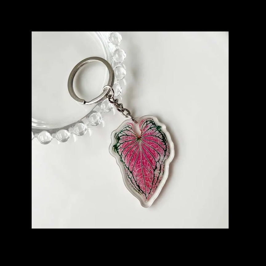Pink Caladium Keychain