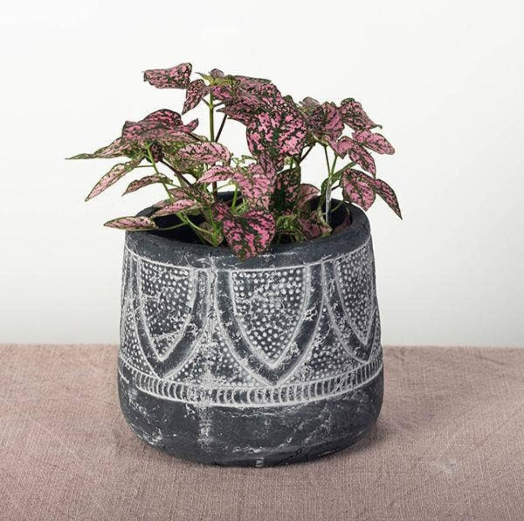 Black and White Large Boho Pot