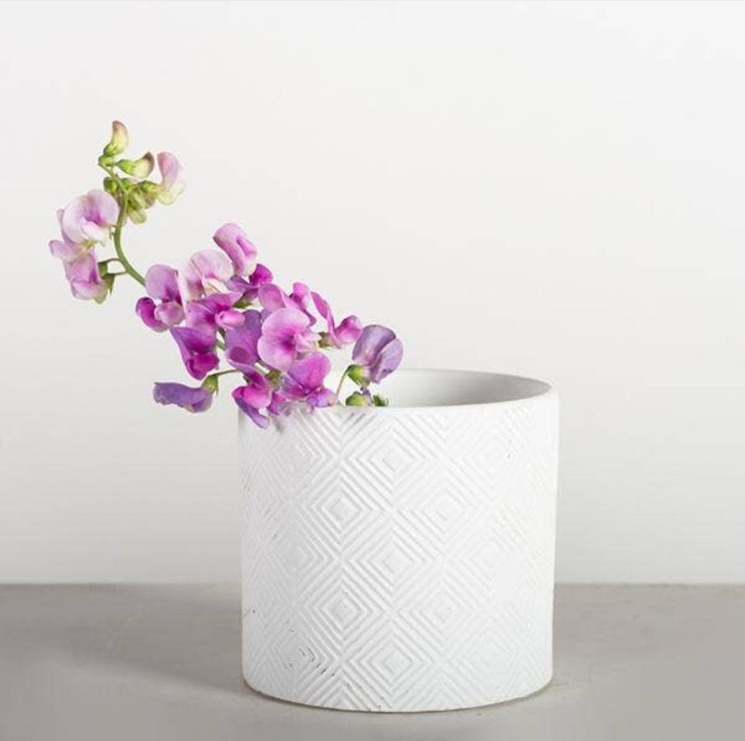 White Ceramic Geometric Pot