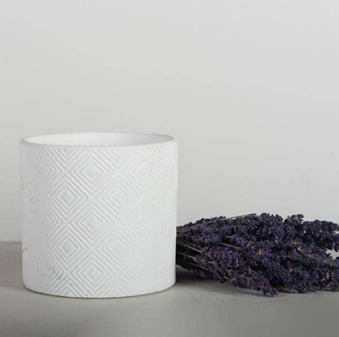 White Ceramic Geometric Pot