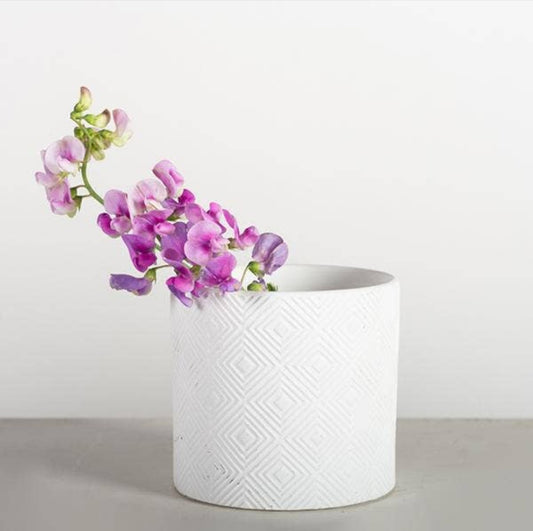 White Ceramic Geometric Pot